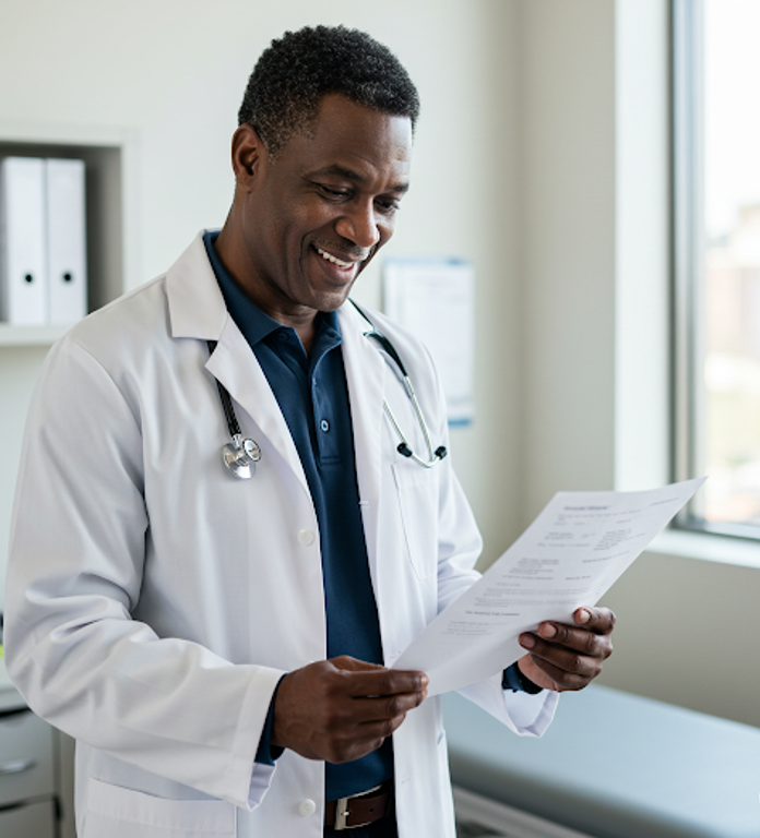 A patient browsing a verified doctor’s profile on his/her device